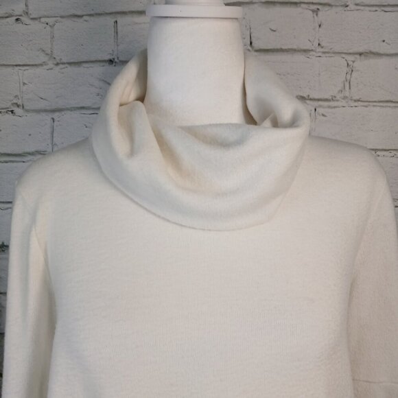 LOU&GREY WINTER WHITE COWL NECK SWEATER, BISHOP SLEEVE, SIZE SMALL - Picture 5 of 6